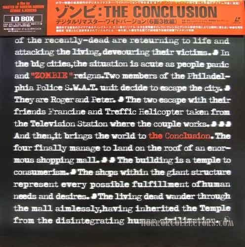 Dawn of the Dead Zombie Japanese The Conclusion 3 Laserdisc Box Set