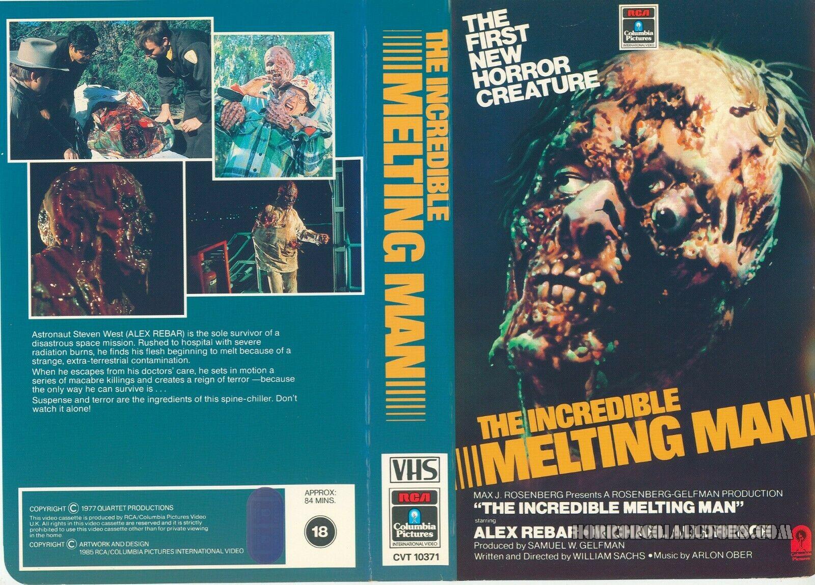 THE INCREDIBLE MELTING MAN UK RCA Columbia Pre Cert VHS Video